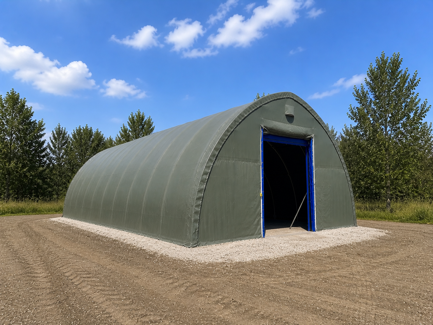 Rundbogenhalle 12,20 × 18 × 6,10 m Ansicht 4