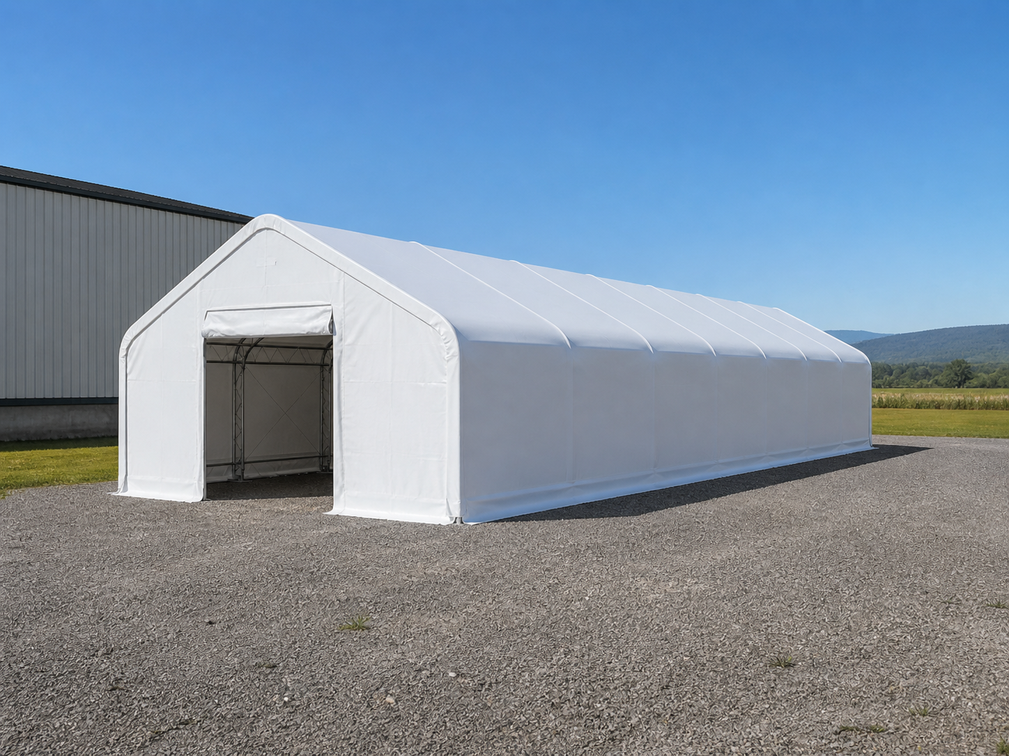 Satteldachhalle 8 × 18,30 × 5,20 m Ansicht 2